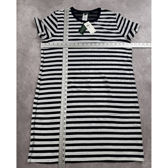NWT Lauren Ralph Lauren Women's Sz XL Sequin Stripe Shirt Dress Navy Classic‎ - Picture 2 of 16